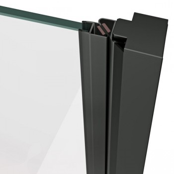Двухстворчатая душевая дверь Ravak COSD2-100, профиль черный, прозрачное стекло