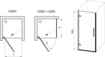 Душевая дверь Ravak COSD1 80, профиль хром, прозрачное стекло