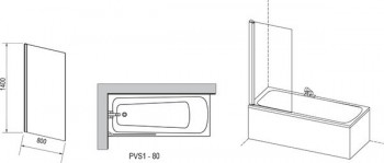 Шторка для ванны Ravak PVS1-80 сатин+транспарент